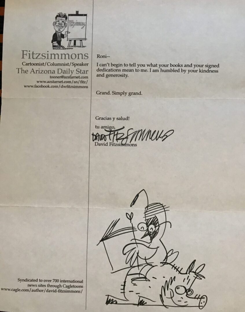 A letter from the cartoonist and illustrator of the simpsons.